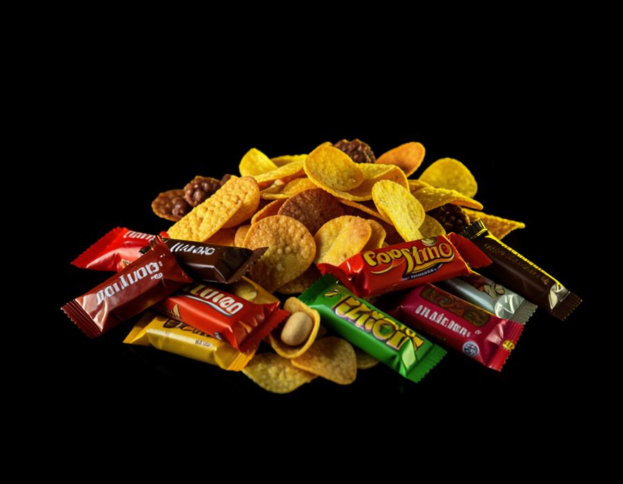 Chips, Schokoriegel und Süßigkeiten